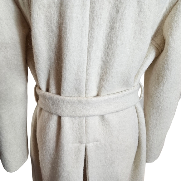 ba&sh Ecru Ivory The Wayne Trench Coat Sz 3 US 10 Large Wool Alpaca Blend Belted - Picture 13 of 16